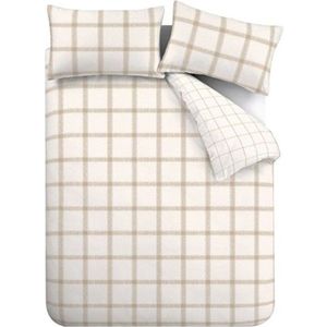 Béžové bavlněné povlečení na dvoulůžko/prodloužené 230x220 cm Oxton Check – Bianca obraz