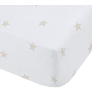 Bílé/béžové napínací bavlněné dětské prostěradlo do postýlky 70x140 cm Mini Star & Stripes – Bianca obraz