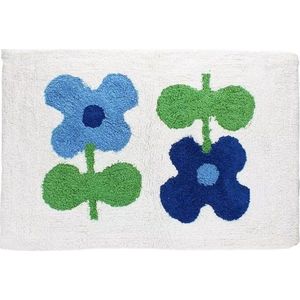 Bílá/modrá koupelnová předložka 50x80 cm Blue Flowers – Rex London obraz
