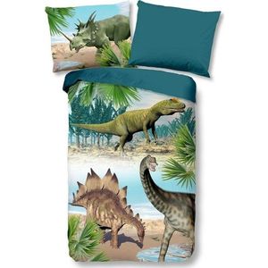 Zelené/modré bavlněné dětské povlečení na jednolůžko 140x200 cm Dino – Good Morning obraz