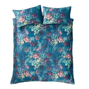 Zelenomodré sametové povlečení na dvoulůžko/prodloužené 230x220 cm Bridgerton Romantic Floral – Catherine Lansfield obraz