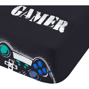 Černé napínací dětské prostěradlo na dvoulůžko 135x190 cm Game Over – Catherine Lansfield obraz