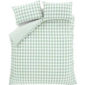 Zelené krepové povlečení na dvoulůžko/prodloužené 230x220 cm Seersucker Gingham Check – Catherine Lansfield obraz