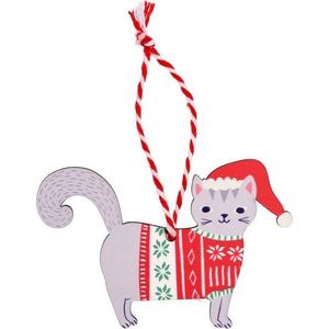 Dřevěná vánoční ozdoba 6, 5 cm Grey Cat – Rex London obraz
