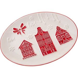 Bílý servírovací keramický talíř s vánočním motivem Christmas cottage – Dakls obraz