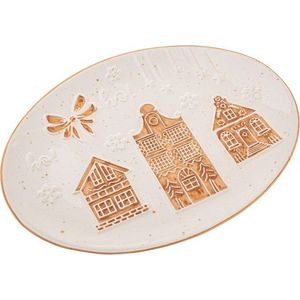 Bílý servírovací keramický talíř s vánočním motivem Christmas cottage – Dakls obraz