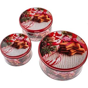 Kovové dózy v sadě 3 ks na cukroví Christmas – Dakls obraz