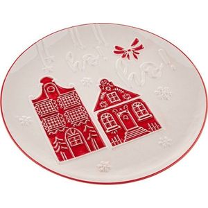 Bílý servírovací keramický talíř s vánočním motivem ø 26 cm Christmas cottage – Dakls obraz