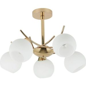 Stropní svítidlo se skleněným stínidlem v bílo-zlaté barvě 52x52 cm Amos – Candellux Lighting obraz