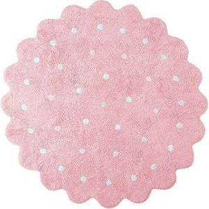 Růžový pratelný ručně tkaný bavlněný dětský koberec ø140 cm Little Biscuit Pink – Lorena Canals obraz