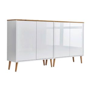 MID.YOU ŠIROKÁ KOMODA, bílá, dub artisan, vysoce lesklá bílá, 158/86/33 cm obraz