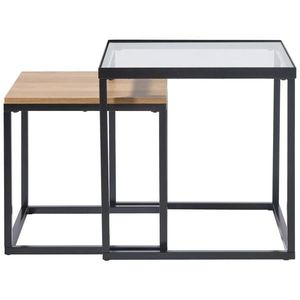 Xora SADA KONFERENČNÍCH STOLKŮ, čiré, černá, barvy dubu, kov, sklo, kompozitní dřevo, 40/48/40/48/40/48 cm obraz