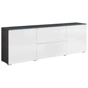 P & B NÍZKÁ KOMODA, antracitová, vysoce lesklá bílá, 180/61, 8/34, 5 cm obraz