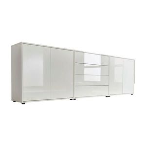 MID.YOU ŠIROKÁ KOMODA, bílá, vysoce lesklá bílá, 237/73/33 cm obraz