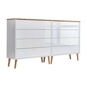 MID.YOU ŠIROKÁ KOMODA, bílá, dub artisan, vysoce lesklá bílá, 158/86/33 cm obraz
