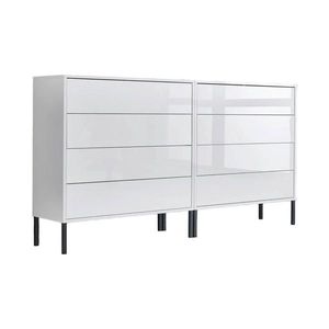 MID.YOU ŠIROKÁ KOMODA, bílá, vysoce lesklá bílá, 158/86/33 cm obraz