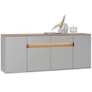 Dieter Knoll ŠIROKÁ KOMODA, sukový dub, barvy dubu, světle šedá, 205, 6/80/42 cm obraz