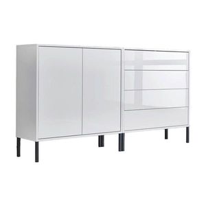 MID.YOU ŠIROKÁ KOMODA, bílá, vysoce lesklá bílá, 158/86/33 cm obraz