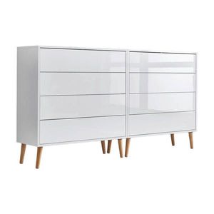 MID.YOU ŠIROKÁ KOMODA, vysoce lesklá bílá, bílá, 158/86/33 cm obraz