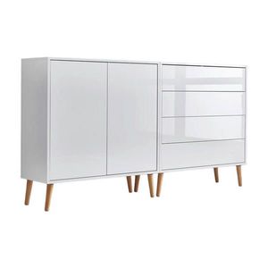 MID.YOU ŠIROKÁ KOMODA, bílá, vysoce lesklá bílá, 158/86/33 cm obraz