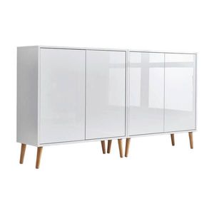 MID.YOU ŠIROKÁ KOMODA, bílá, vysoce lesklá bílá, 158/86/33 cm obraz
