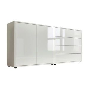 MID.YOU ŠIROKÁ KOMODA, bílá, vysoce lesklá bílá, 158/73/33 cm obraz
