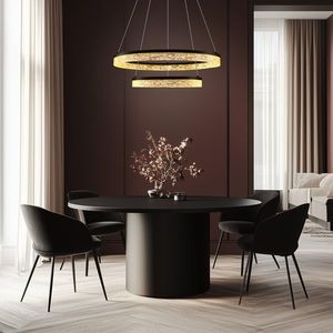 Okouzlující závěsná lampa FROZI – černé stínidlo s krystaly – moderní LED lustr do luxusního obývacího pokoje obraz
