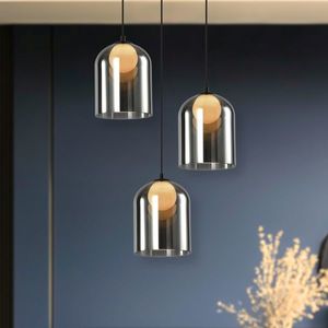 Skleněná závěsná lampa KLEA – s grafitovým a matným stínidlem – moderní stolní lampa do obývacího pokoje G9 LED obraz