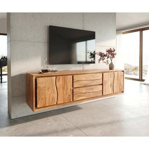 TV stolek Live-Edge 200 cm akácie přírodní 4 dvířka 2 zásuvky obraz