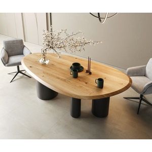Jídelní stůl Edge oval 220x120x2, 5 přírodní dub podnož Troa kov obraz