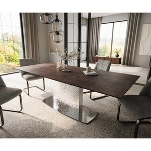 Jídelní stůl Edge 180-220x90 sklo antická hnědá podnož Wave obraz