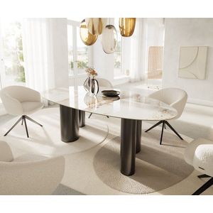 Jídelní stůl Edge Oval 220x120 keramický Minas Melange bílo obraz