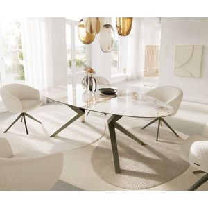 Jídelní stůl Edge Oval 220x120 keramický Minas Melange bílo obraz