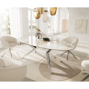 Jídelní stůl Edge Oval 220x120 keramický Minas Melange bílo obraz