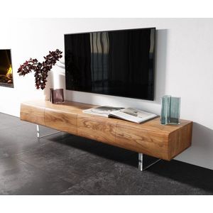 Lowboard New Live-Edge 175 cm akácie přírodní 4 dvířka akrylový obraz