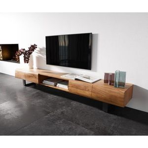 Lowboard New Live-Edge 240 cm přírodní akácie 4 dvířka 1 obraz
