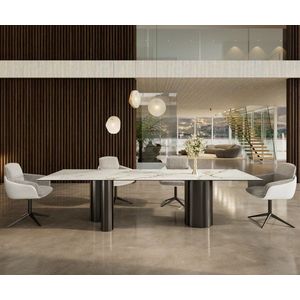 Jídelní stůl Edge 300x100 keramický Calacatta Luxe bílo-zlato obraz