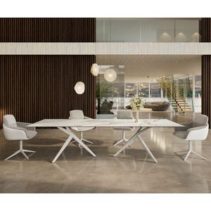 Jídelní stůl Edge 300x100 keramický Calacatta Luxe bílo obraz