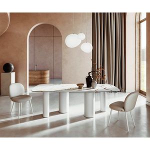 Jídelní stůl Edge Boot 240x120 Keramika Calacatta Luxe bílá obraz