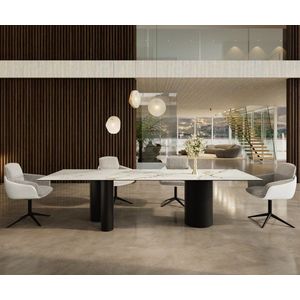 Jídelní stůl Edge 300x100 keramický Calacatta Luxe bílo obraz