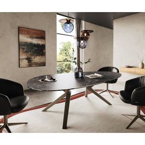 Jídelní stůl Edge Oval 220x120 keramický Laminam® Nero Greco obraz
