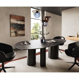 Jídelní stůl Edge Oval 220x120 Keramický Laminam® Nero Greco obraz