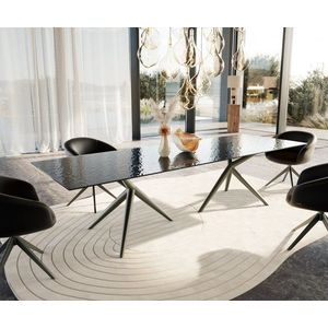 Jídelní stůl Edge 300x100 reliéfní sklo kouřové černé 3D design obraz