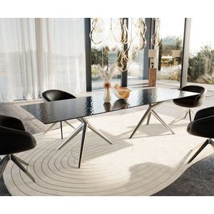 Jídelní stůl Edge 300x100 reliéfní sklo kouřově černé 3D design obraz