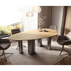 Jídelní stůl Edge Oval 220x120 keramický Laminam® Sabbia dub obraz