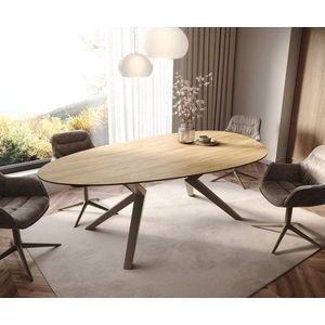 Jídelní stůl Edge Oval 220x120 keramický Laminam® Sabbia dubová obraz