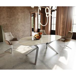 Jídelní stůl Edge Oval 220x120 keramický Iris FMG Onice Oro obraz