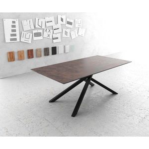 Jídelní stůl Edge 200x100 sklo vintage hnědá křížová podnož obraz