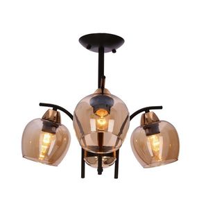 Závěsná lampa MERRA černá 3x40W E27 jantarové stínidlo obraz