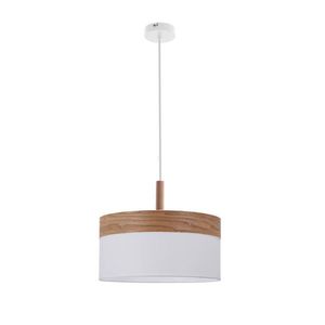 Závěsná lampa Orto bílá + dřevěná 1x60W E27 stínidlo hnědá + bílá obraz